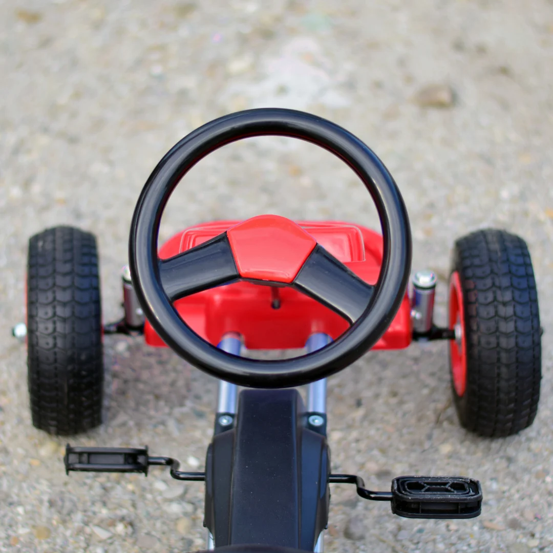 Kart cu pedale pentru copii Kinderplay A-05-1, transmisie pe lant, roti gonflabile, rosu [4]