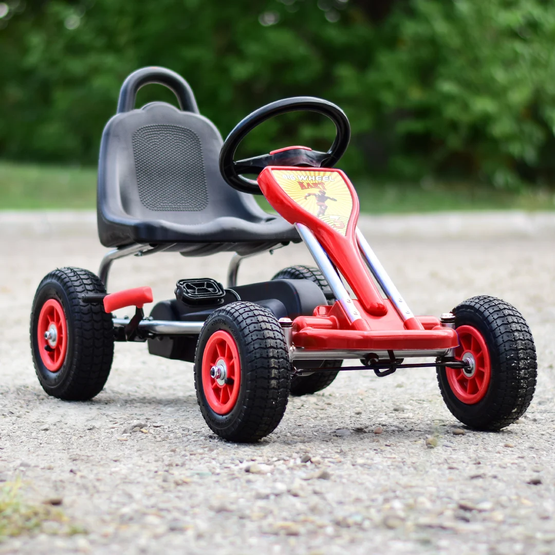 Kart cu pedale pentru copii Kinderplay A-05-1, transmisie pe lant, roti gonflabile, rosu [5]