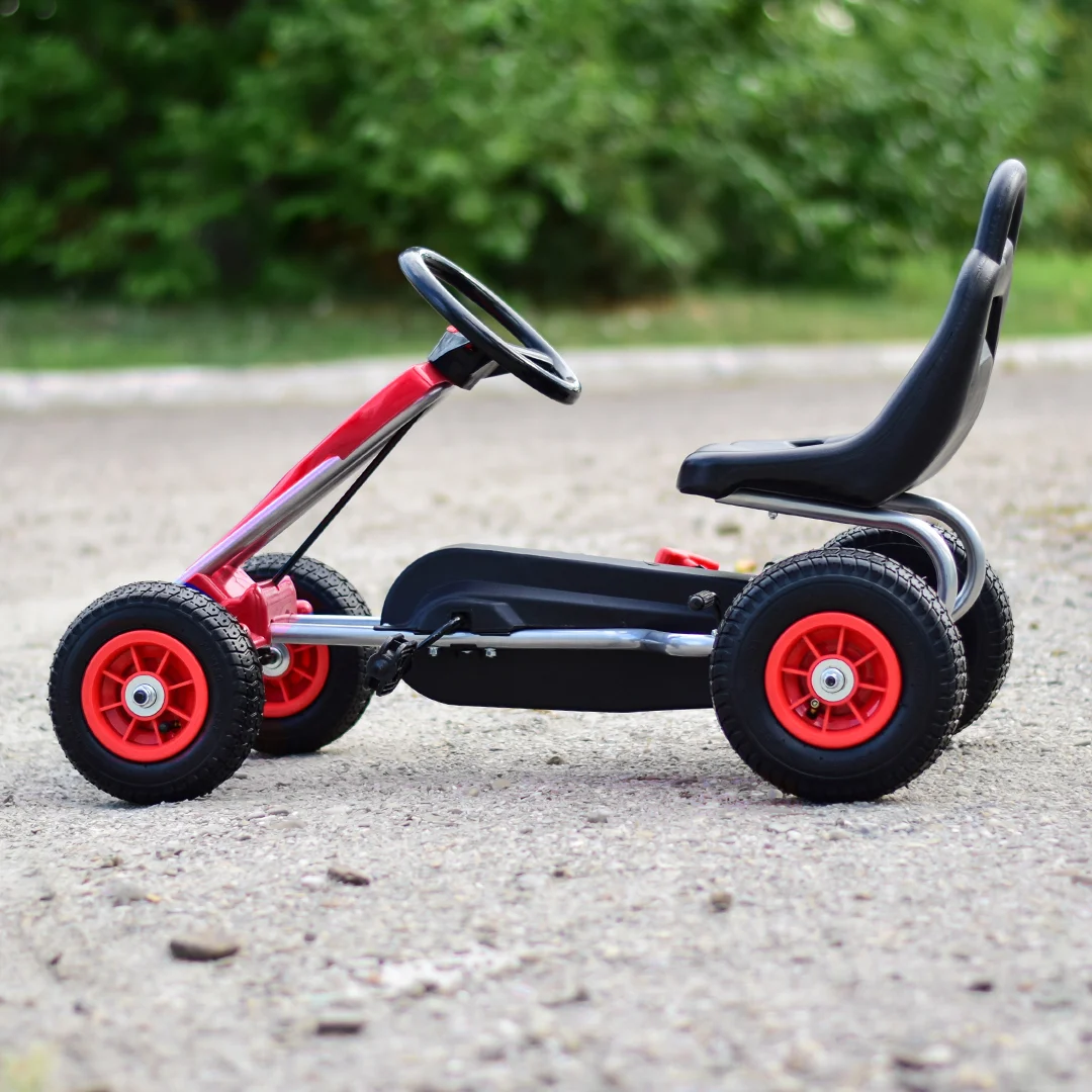 Kart cu pedale pentru copii Kinderplay A-05-1, transmisie pe lant, roti gonflabile, rosu [8]