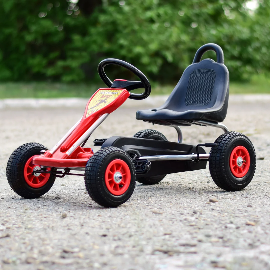 Kart cu pedale pentru copii Kinderplay A-05-1, transmisie pe lant, roti gonflabile, rosu [6]