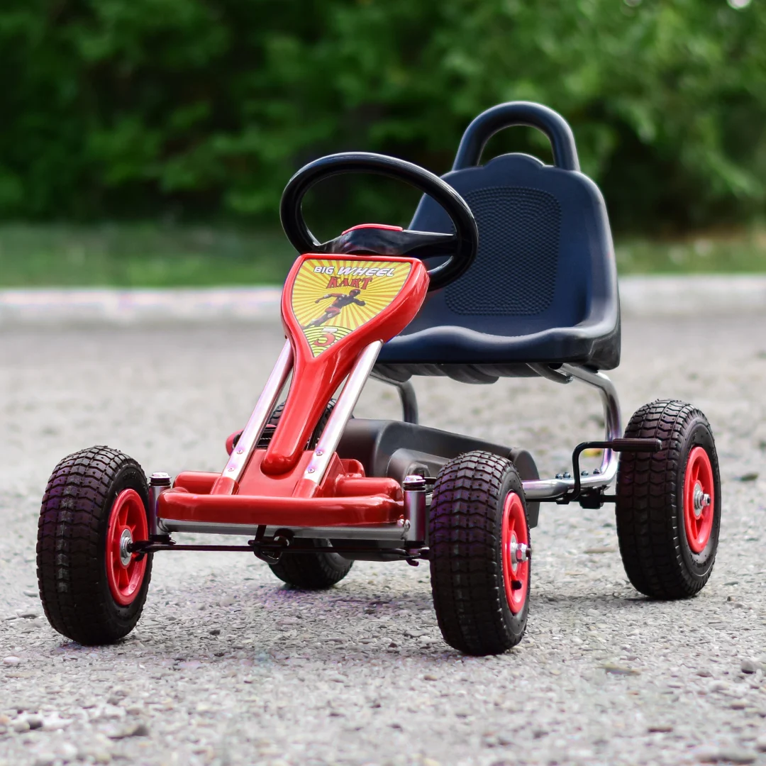 Kart cu pedale pentru copii Kinderplay A-05-1, transmisie pe lant, roti gonflabile, rosu [7]