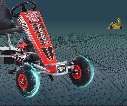 Kart cu pedale pentru copii Kinderplay F8-3, roti gonflabile de 6 inch, rosu [5]