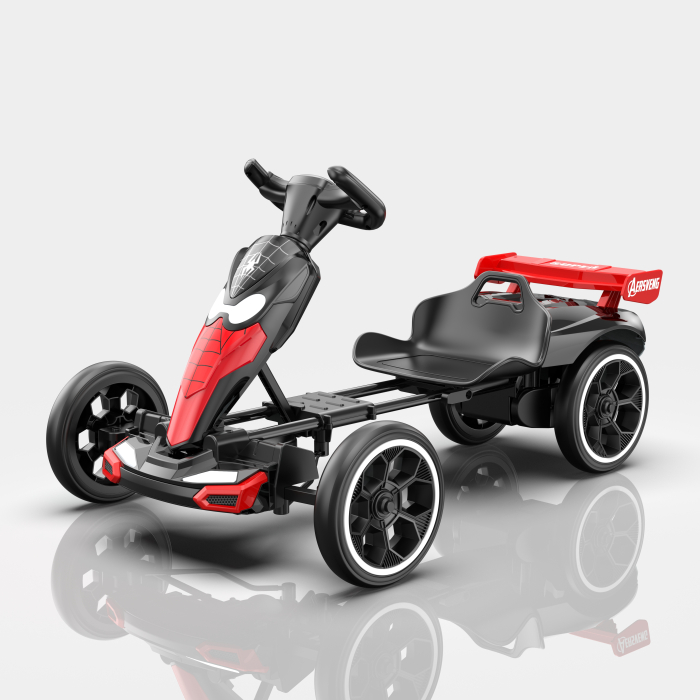 Kart electric Kinderplay Spider, pentru copii 3-7 ani, 70W, 12V, cu roti moi si telecomanda inclusa, negru [2]