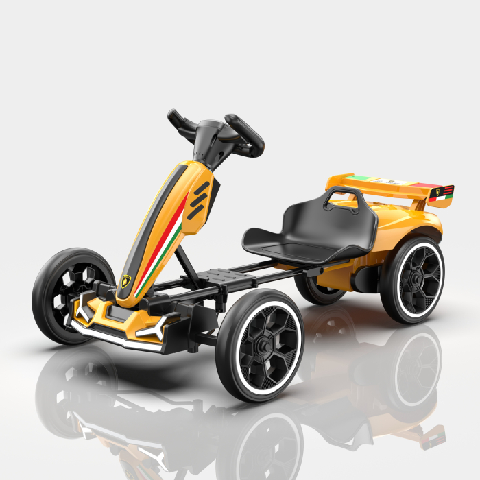 Kart electric pentru copii 3-7 ani, Kinderplay Rider 70W, 12V 4.5Ah,  roti moi si telecomanda, galben [2]