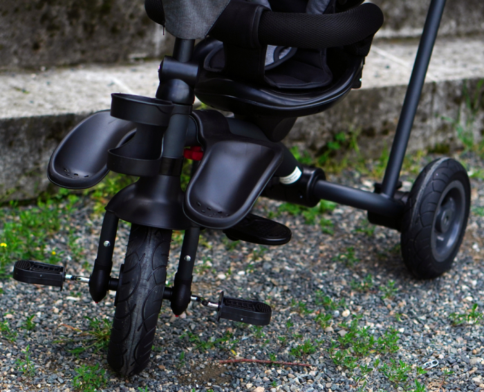 Kinderplay Baby, carucior, tricicleta multifunctionala pentru copii intre 1 si 5 ani, pliabila si reglabila, roti moi, gri [16]