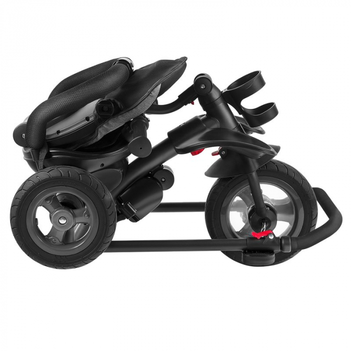 Kinderplay Baby, carucior, tricicleta multifunctionala pentru copii intre 1 si 5 ani, pliabila si reglabila, roti moi, gri [22]