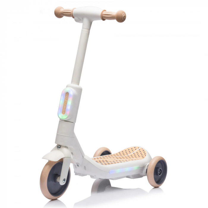 Kinderplay Concept, trotineta electrica cu aburi si lumini pentru copii, 3 roti, 30W, 6V 4.5Ah, alba