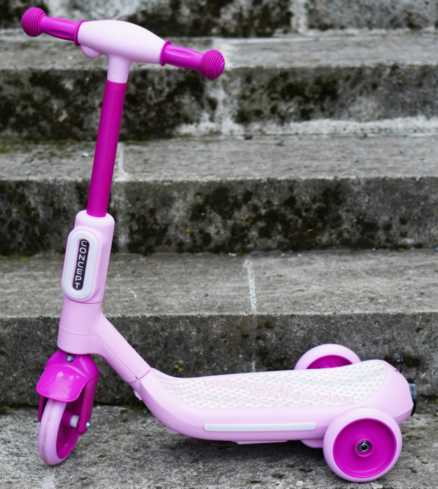Kinderplay Concept, trotineta electrica cu aburi si lumini pentru copii, 3 roti, 30W, 6V 4.5Ah, roz [13]
