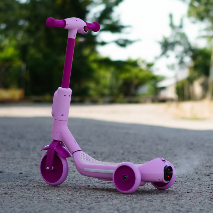 Kinderplay Concept, trotineta electrica cu aburi si lumini pentru copii, 3 roti, 30W, 6V 4.5Ah, roz [4]