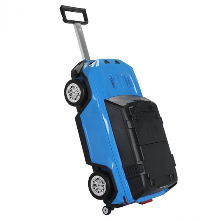 Kinderplay Speed 2 in 1, troller tip masinuta pentru copii cu spatiu depozitare, roti moi cauciuc EVA, maner telescopic, albastru