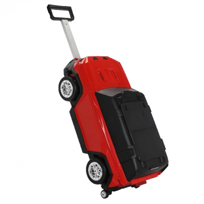 Kinderplay Speed 2 in 1, troller tip masinuta pentru copii cu spatiu depozitare, roti moi cauciuc EVA, maner telescopic, rosu