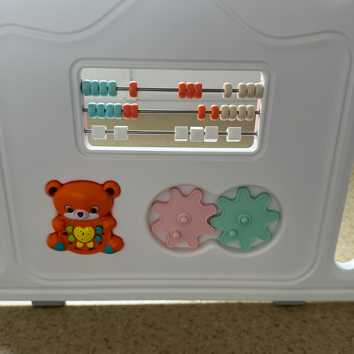 Loc de joaca Kinderplay pentru copii tip tarc, usa acces cu siguranta, accesorii de joaca, pliabil, HDPE, gri [5]