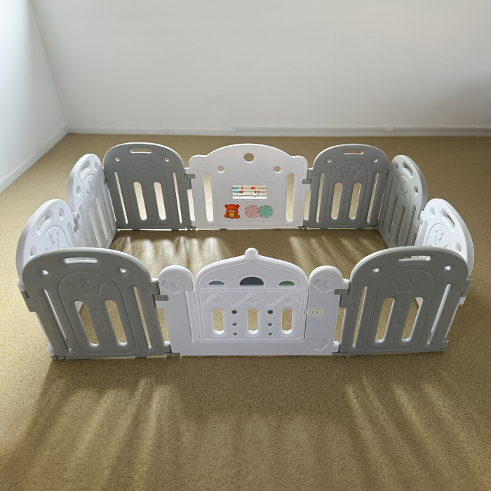 Loc de joaca Kinderplay pentru copii tip tarc, usa acces cu siguranta, accesorii de joaca, pliabil, HDPE, gri [3]
