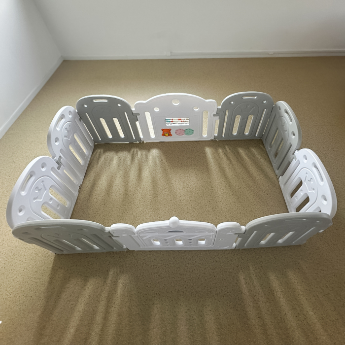 Loc de joaca Kinderplay pentru copii tip tarc, usa acces cu siguranta, accesorii de joaca, pliabil, HDPE, gri [4]