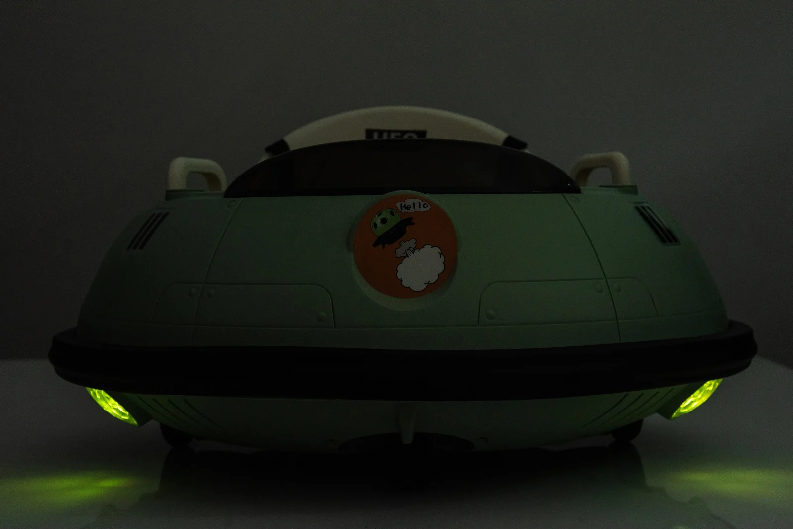 Masinuta busitoare pentru copii, Kinderplay UFO, telecomanda control parental, rotatie 360, 80W, 12V, verde [13]