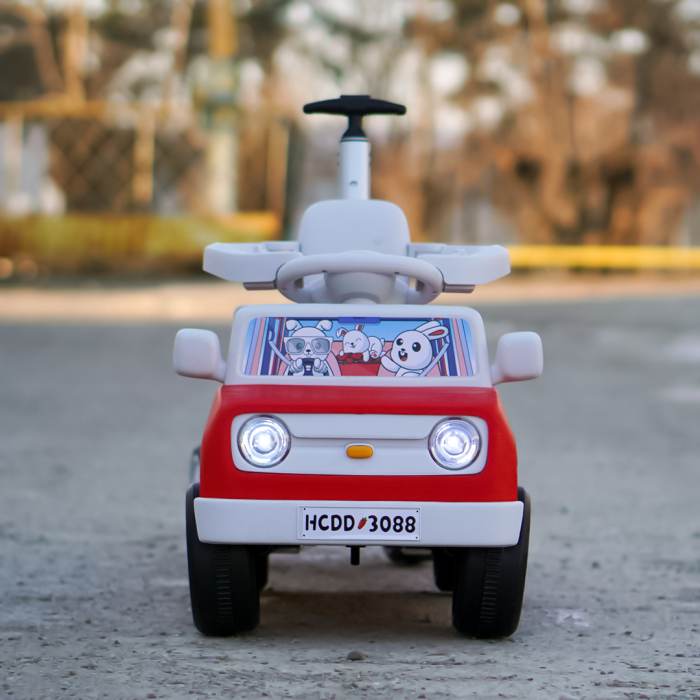 Masinuta pentru copii 4 in 1, Kinderplay FunnyBunny 60W 6V, cu telecomanda si remorca, rosie [3]