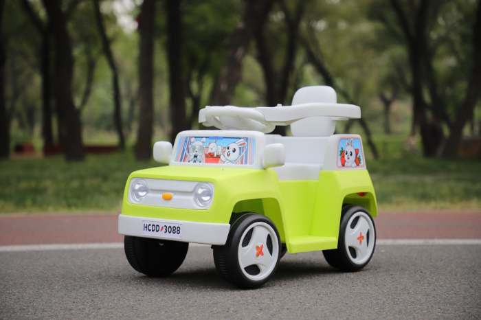 Masinuta pentru copii 4 in 1, Kinderplay FunnyBunny 60W 6V, cu telecomanda si remorca, verde [3]