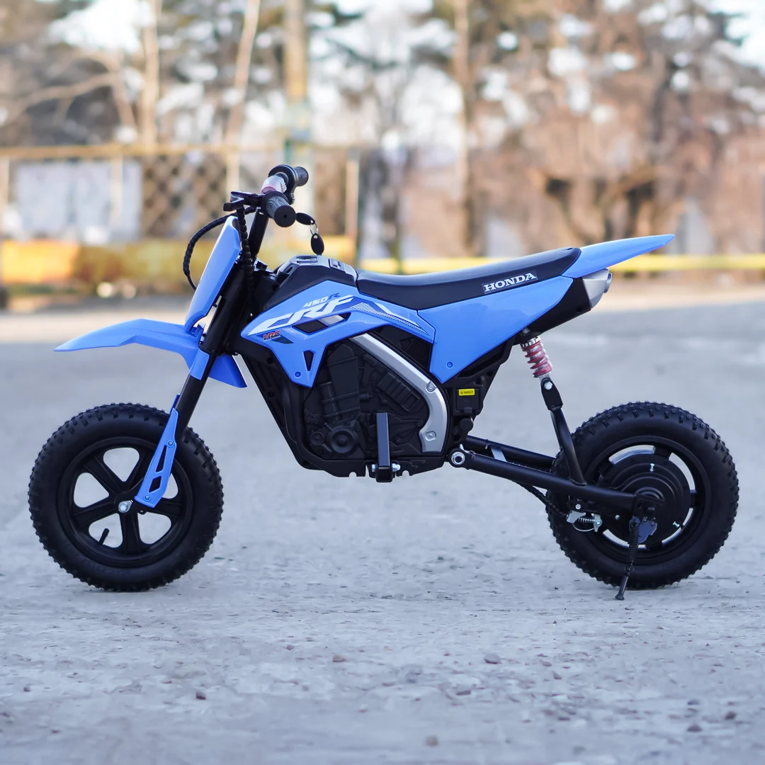 Motocicleta electrica pentru copii 5-10 ani, Honda CRF450 250W, 24V, roti gonflabile, albastra [5]