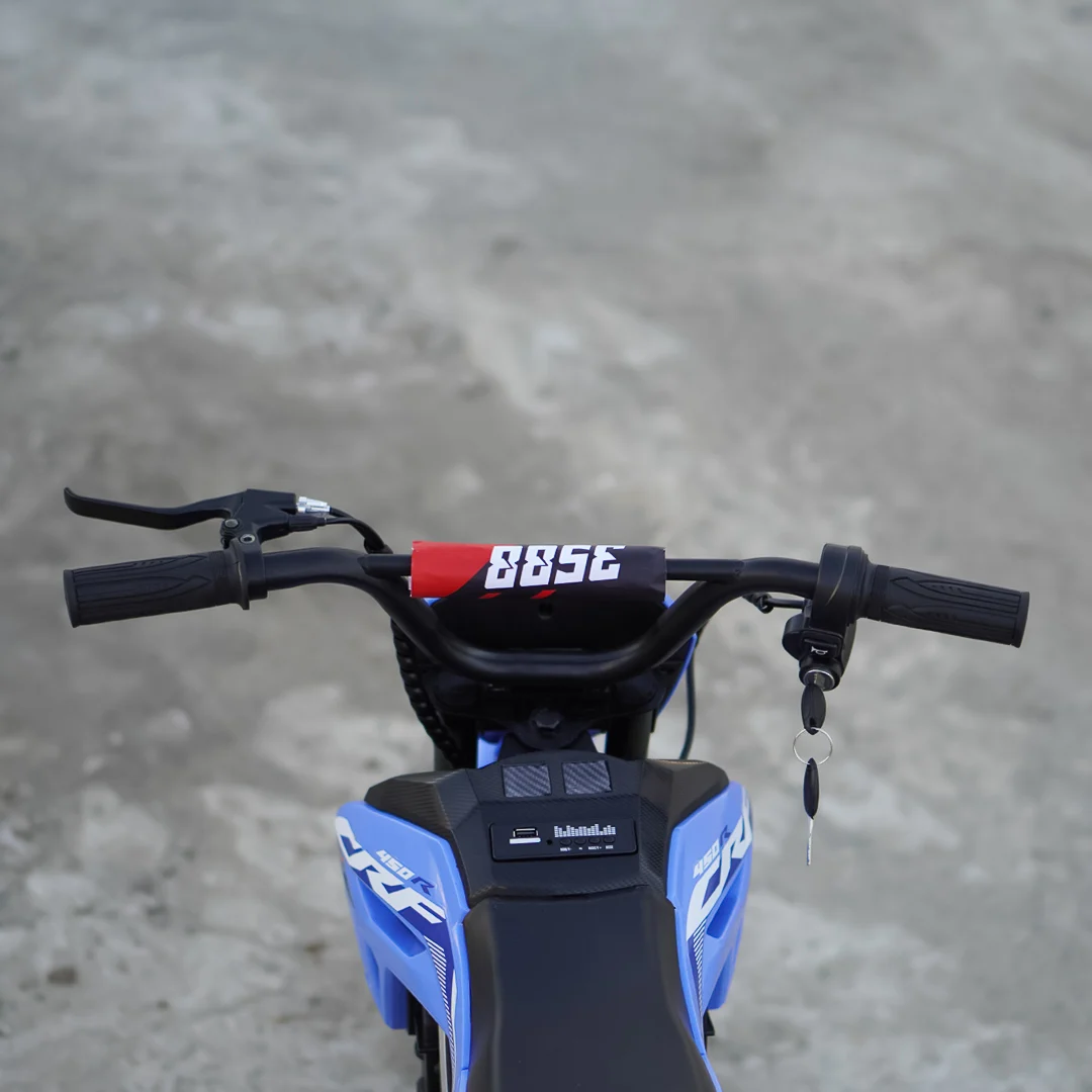 Motocicleta electrica pentru copii 5-10 ani, Honda CRF450 250W, 24V, roti gonflabile, albastra [11]