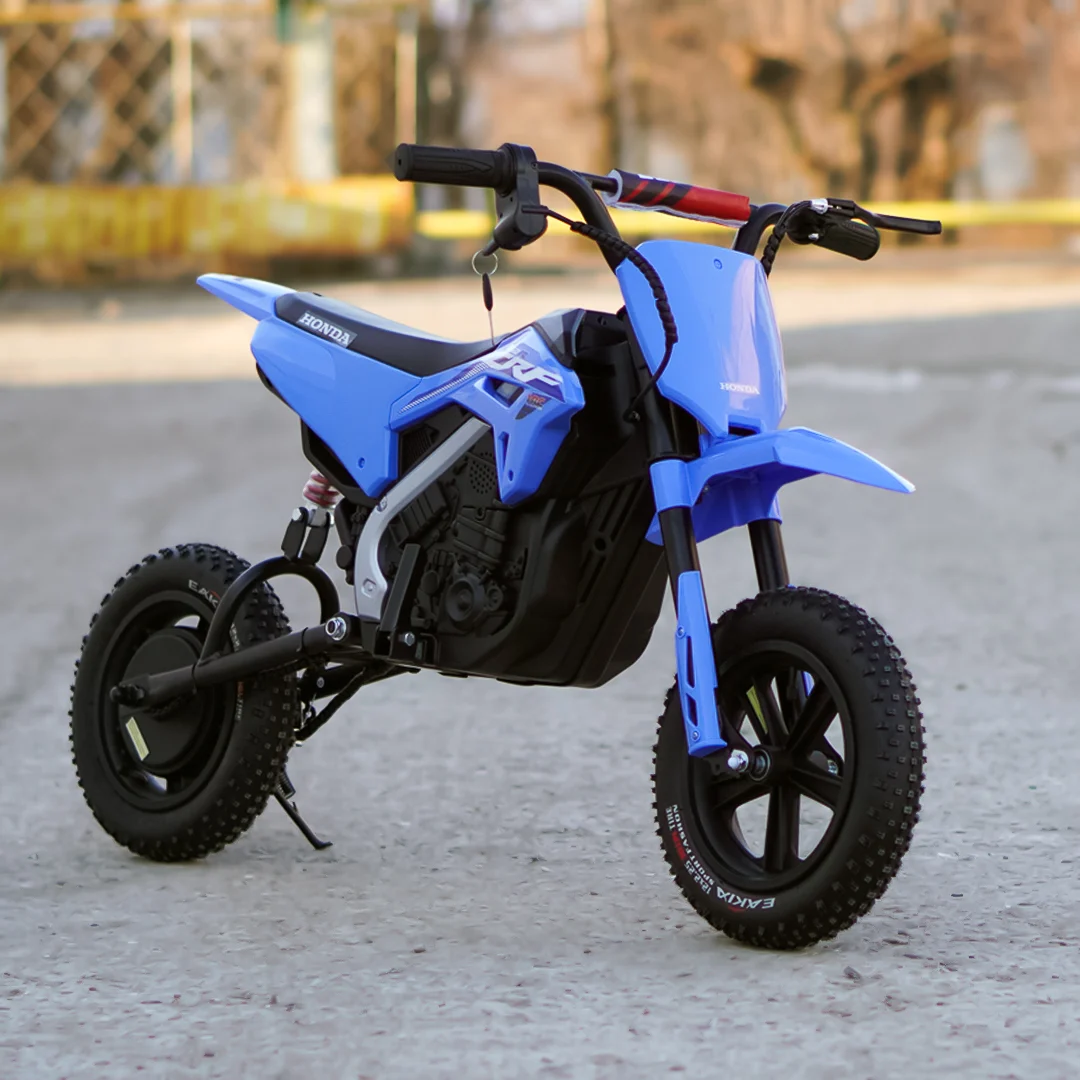 Motocicleta electrica pentru copii 5-10 ani, Honda CRF450 250W, 24V, roti gonflabile, albastra [4]