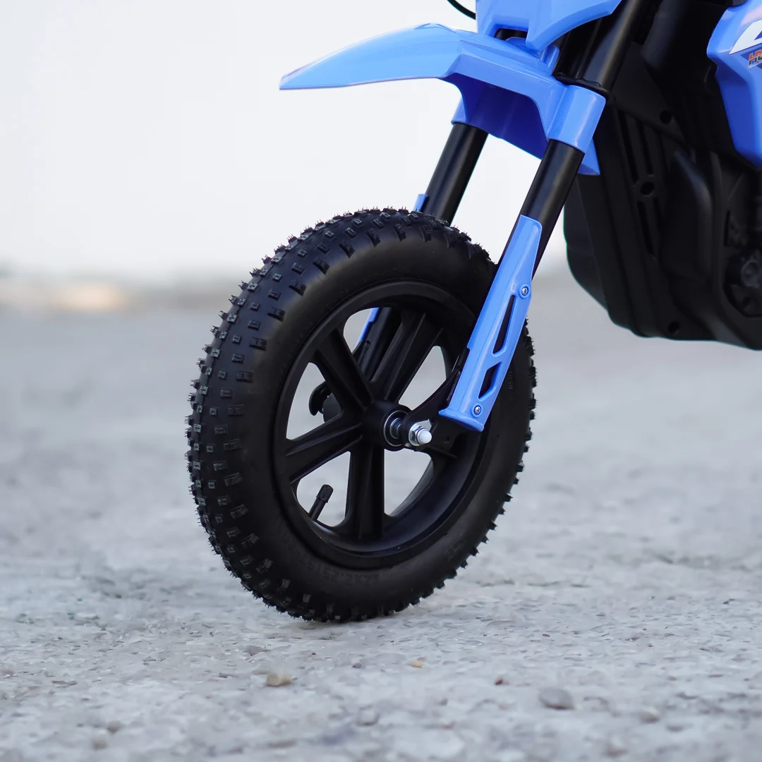 Motocicleta electrica pentru copii 5-10 ani, Honda CRF450 250W, 24V, roti gonflabile, albastra [14]