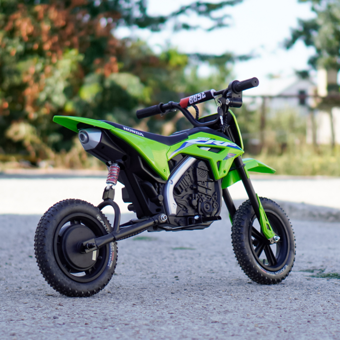 Motocicleta electrica pentru copii 5-10 ani, Honda CRF450 250W, 24V, roti gonflabile, verde [5]