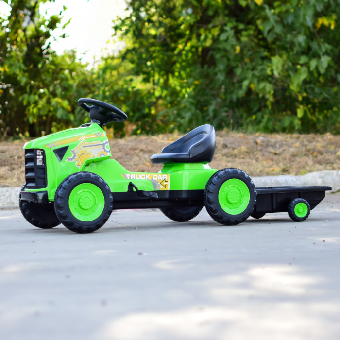 Pachet Kinderplay Joaca si Constructie pentru copii - Tractoras cu pedale + Set construcție excavator cu telecomanda, 544 de piese [5]