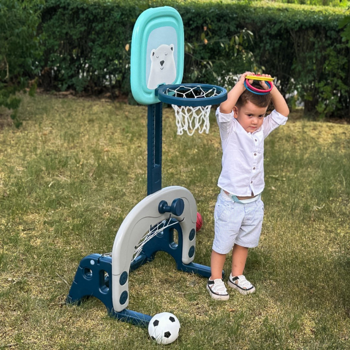 Pachet Kinderplay Joaca si Organizare – Dulapior pentru copii + Centru de activitati 3 in 1 cu cos de baschet, poarta de fotbal si mingi incluse [3]