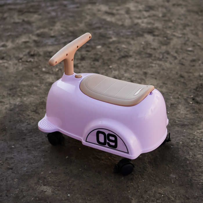 Premergator Kinderplay BabyCar tip masinuta, pentru copii intre 1 si 2 ani, design ergonomic, echipare standard, roze [8]
