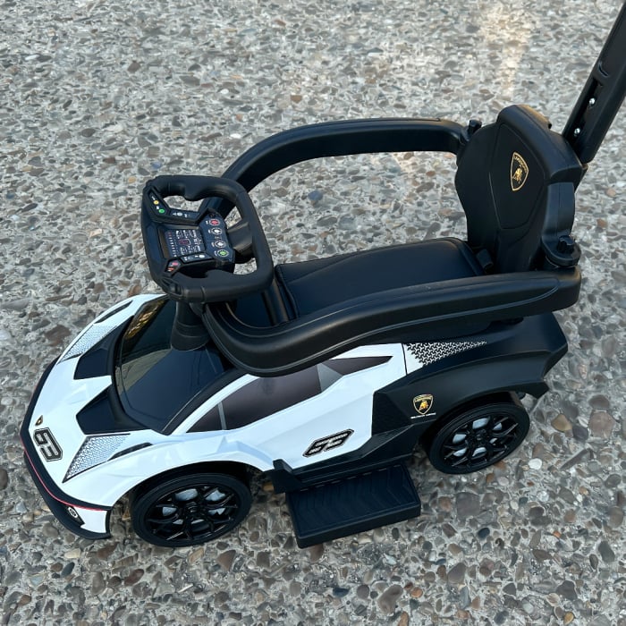 Premergator masinuta Lamborghini Essenza SCV12 pentru copii, 1-3 ani, roti moi, alb [13]