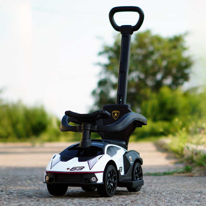 Premergator masinuta Lamborghini Essenza SCV12 pentru copii, 1-3 ani, roti moi, alb [2]