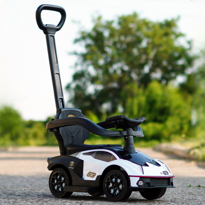Premergator masinuta Lamborghini Essenza SCV12 pentru copii, 1-3 ani, roti moi, alb [9]