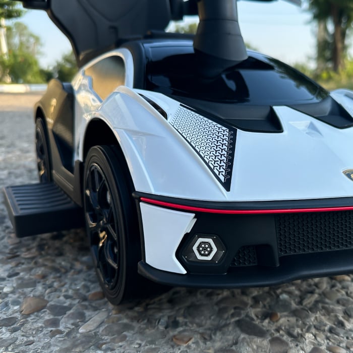 Premergator masinuta Lamborghini Essenza SCV12 pentru copii, 1-3 ani, roti moi, alb [11]