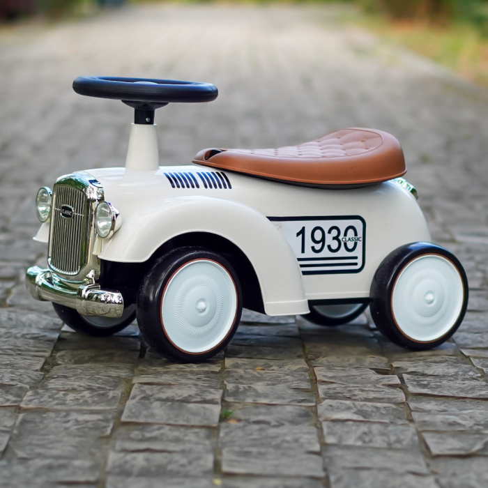 Premergator masinuta Retro Baby pentru copii, 18-30 luni, efecte sonore, alb [10]