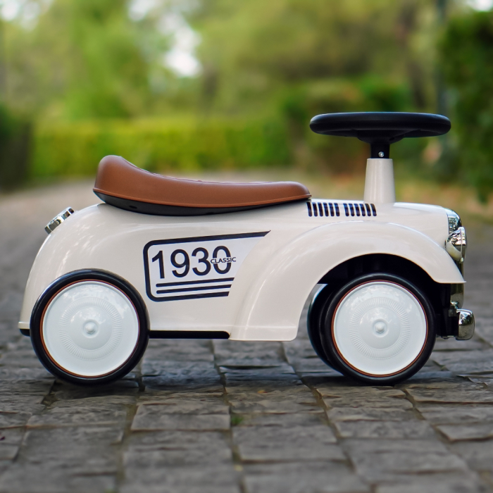 Premergator masinuta Retro Baby pentru copii, 18-30 luni, efecte sonore, alb [6]