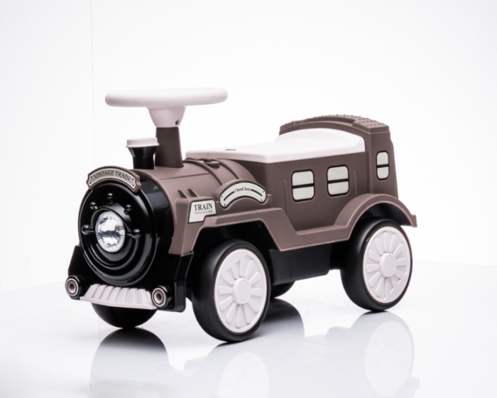 Premergator trenulet, Kinderplay Vintage Train, pentru copii, 18-30 luni, roti EVA, maro [11]