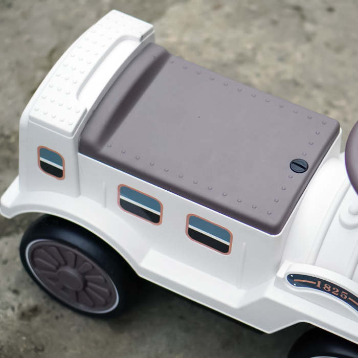 Premergator trenulet, Kinderplay Vintage Train, pentru copii, 18-30 luni, roti EVA, alb [13]