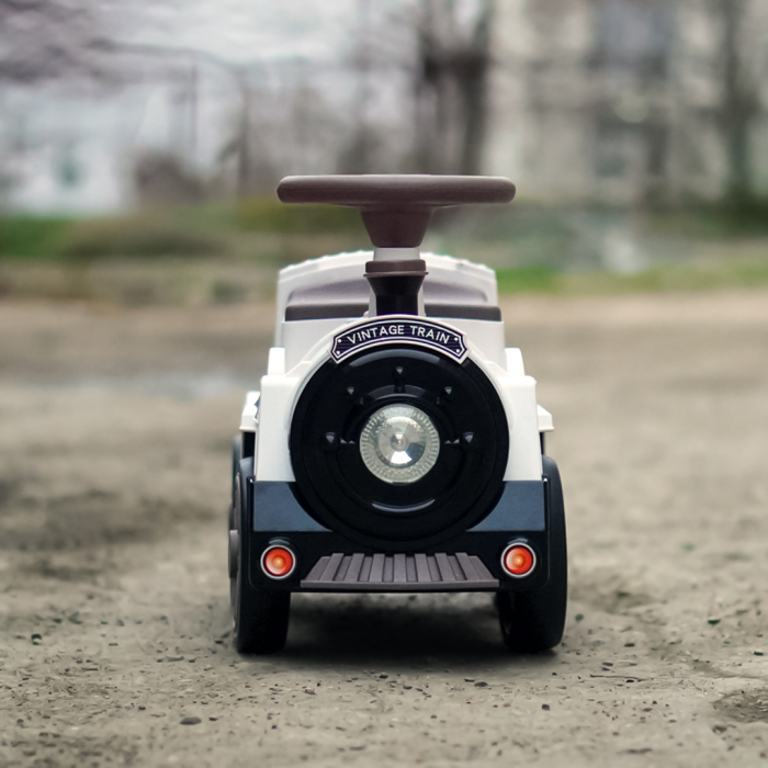 Premergator trenulet, Kinderplay Vintage Train, pentru copii, 18-30 luni, roti EVA, alb [3]