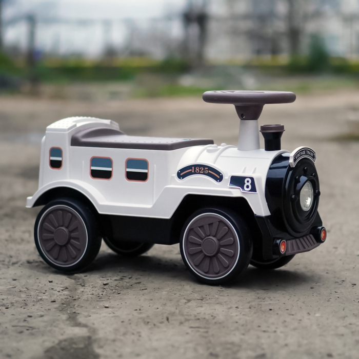 Premergator trenulet, Kinderplay Vintage Train, pentru copii, 18-30 luni, roti EVA, alb [9]