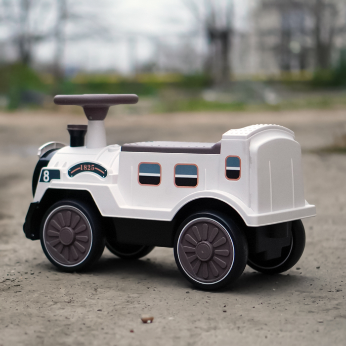 Premergator trenulet, Kinderplay Vintage Train, pentru copii, 18-30 luni, roti EVA, alb [6]