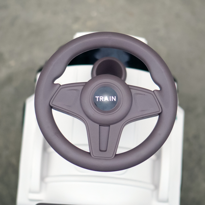 Premergator trenulet, Kinderplay Vintage Train, pentru copii, 18-30 luni, roti EVA, alb [12]