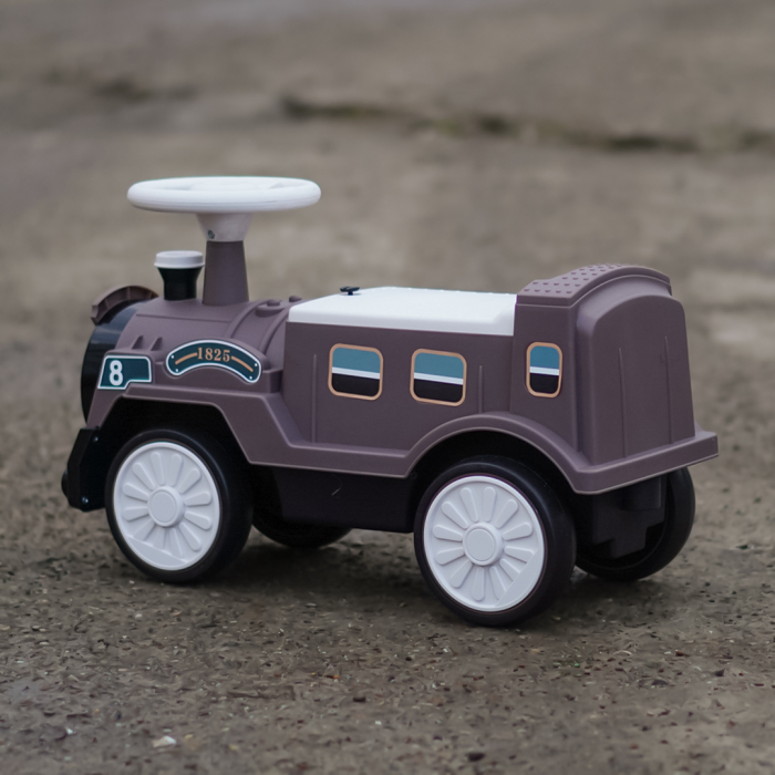 Premergator trenulet, Kinderplay Vintage Train, pentru copii, 18-30 luni, roti EVA, maro [4]