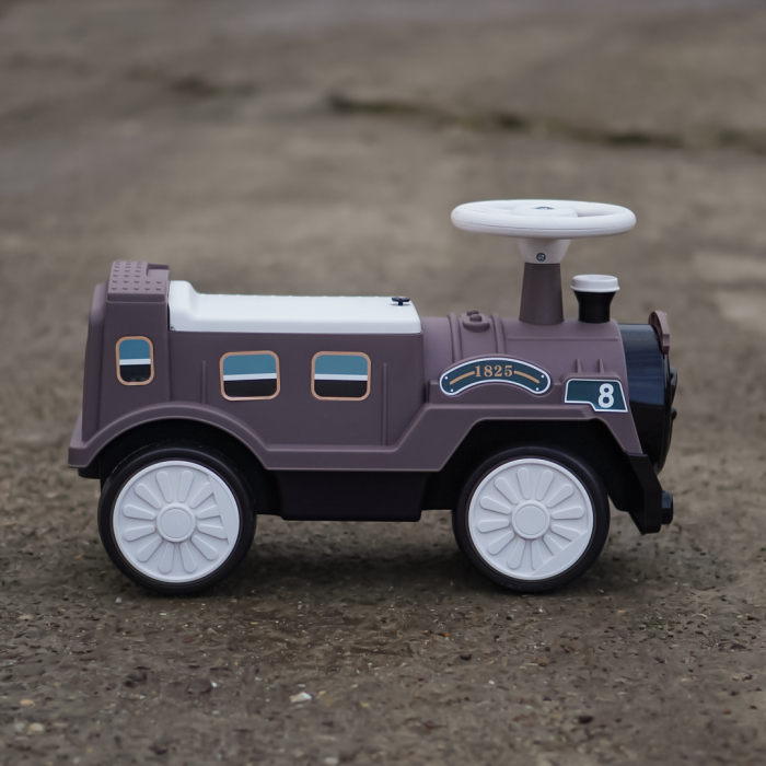 Premergator trenulet, Kinderplay Vintage Train, pentru copii, 18-30 luni, roti EVA, maro [7]