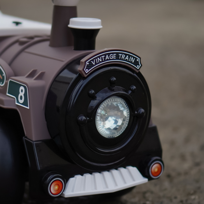 Premergator trenulet, Kinderplay Vintage Train, pentru copii, 18-30 luni, roti EVA, maro [9]