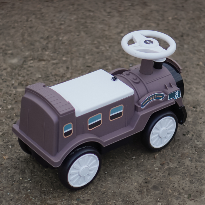 Premergator trenulet, Kinderplay Vintage Train, pentru copii, 18-30 luni, roti EVA, maro [5]