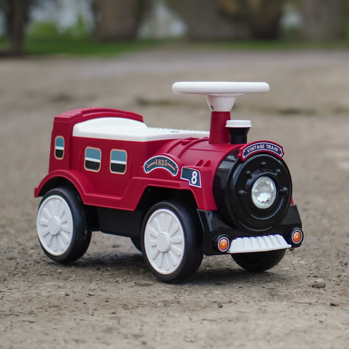 Premergator trenulet, Kinderplay Vintage Train, pentru copii, 18-30 luni, roti EVA, rosu [4]