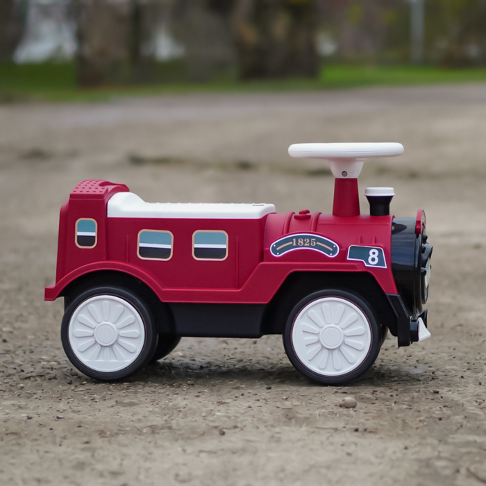 Premergator trenulet, Kinderplay Vintage Train, pentru copii, 18-30 luni, roti EVA, rosu [5]