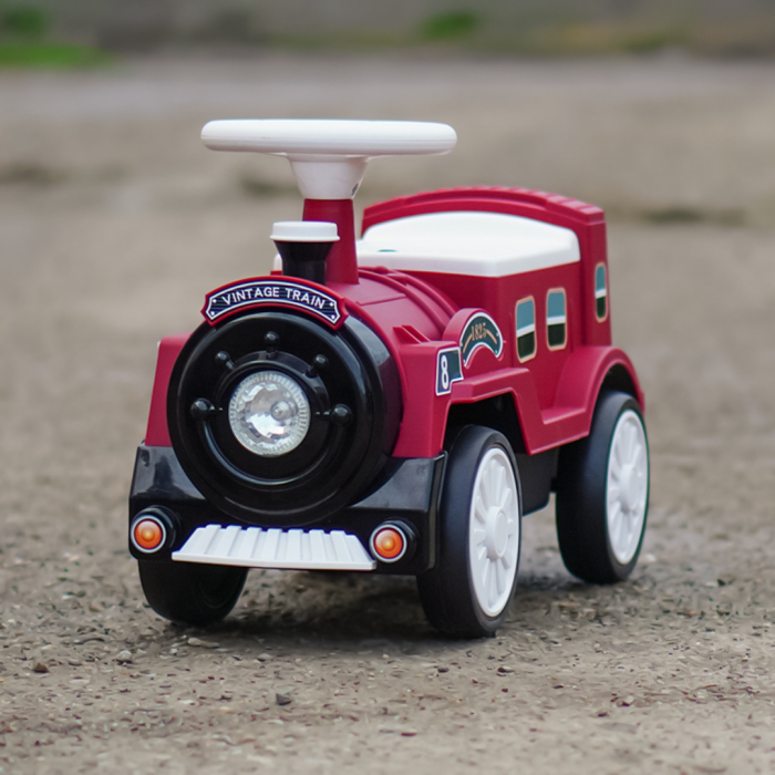 Premergator trenulet, Kinderplay Vintage Train, pentru copii, 18-30 luni, roti EVA, rosu [2]