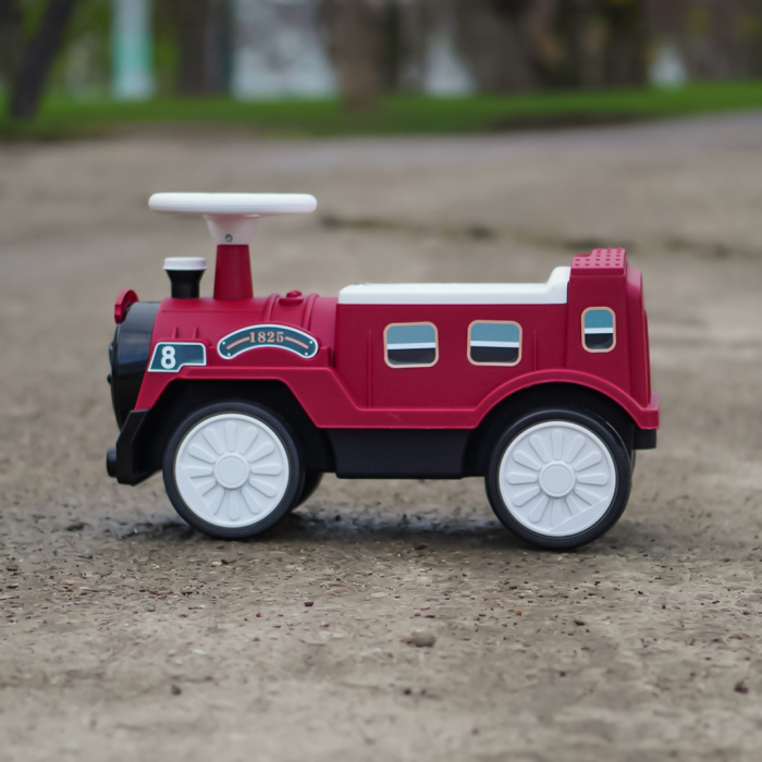 Premergator trenulet, Kinderplay Vintage Train, pentru copii, 18-30 luni, roti EVA, rosu [7]