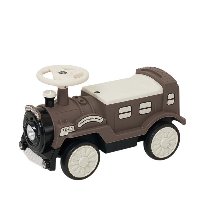 Premergator trenulet, Kinderplay Vintage Train, pentru copii, 18-30 luni, roti EVA, maro [1]